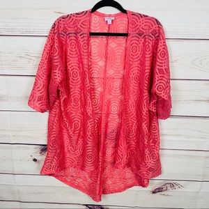Lularoe pink lace kimono nwot